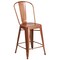 Merrick Lane Stella 24" Metal Indoor-Outdoor Counter Stool with Vertical Slat Back and Integrated Footrest